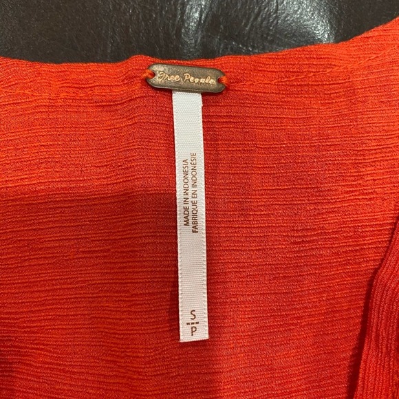 Free People Boho Pink Coral Long Sleeve Flowy Shirt Wrap Blouse Long Sleeve S - Picture 4 of 6